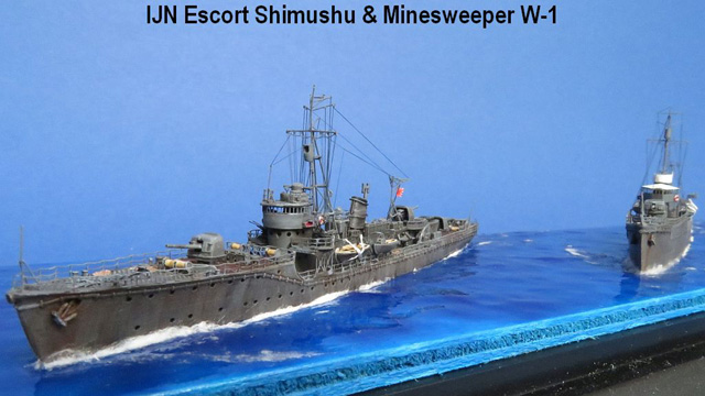 Geleitschiff Shimushu und Minensucher W-1 (1/700)