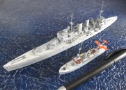 Patrouillenschiff Hvidbjørnen und britischer Schwerer Kreuzer HMS Exeter (1/700)