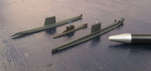 U-Boote HMS Ocelot, U 24 und Espadon (1/700)