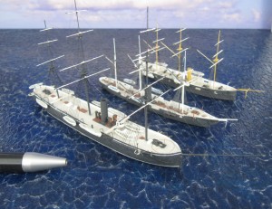 Korvette USS Trenton, Sloop USS Kearsage und Korvette Yangwu (1/700)